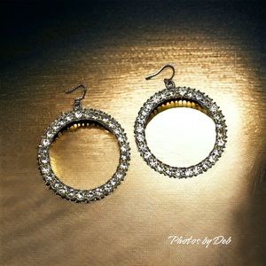 Clear Rhinestone large loop pierced earrings